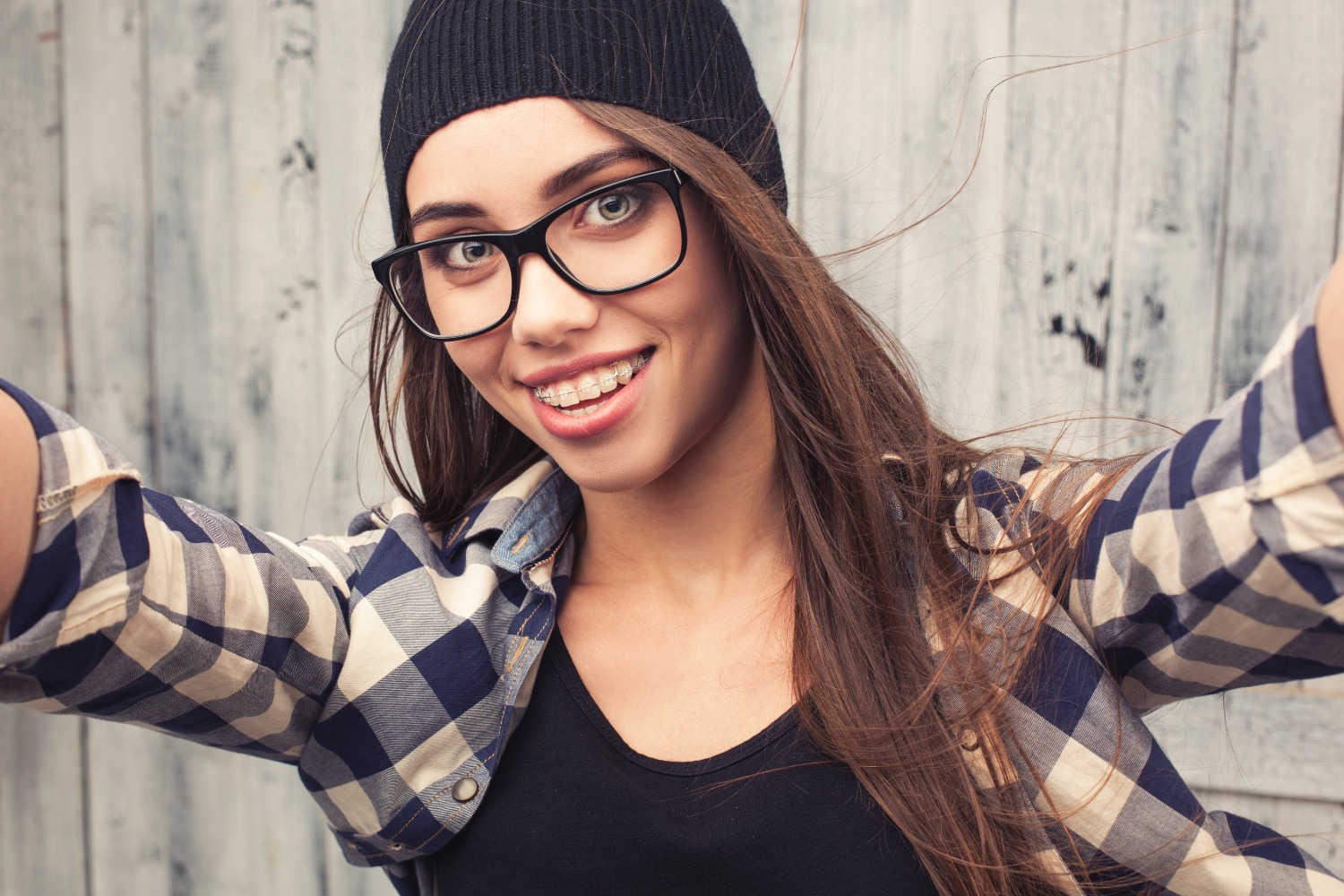 teen girl with braces